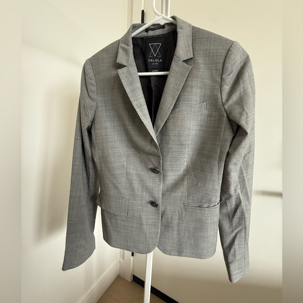 Talula Gray Blazer Classic Suit Jacket